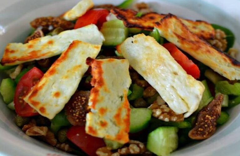 Traditional Cypriot Salad with Haloumi Cheese