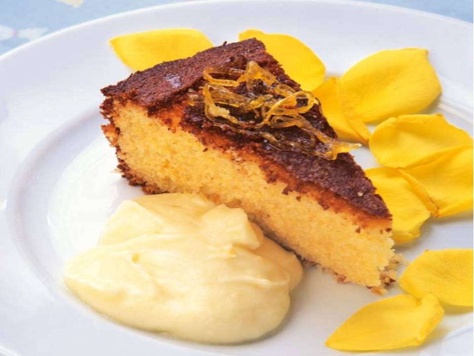 Lemon Polenta Cake with Lemon Mascarpone