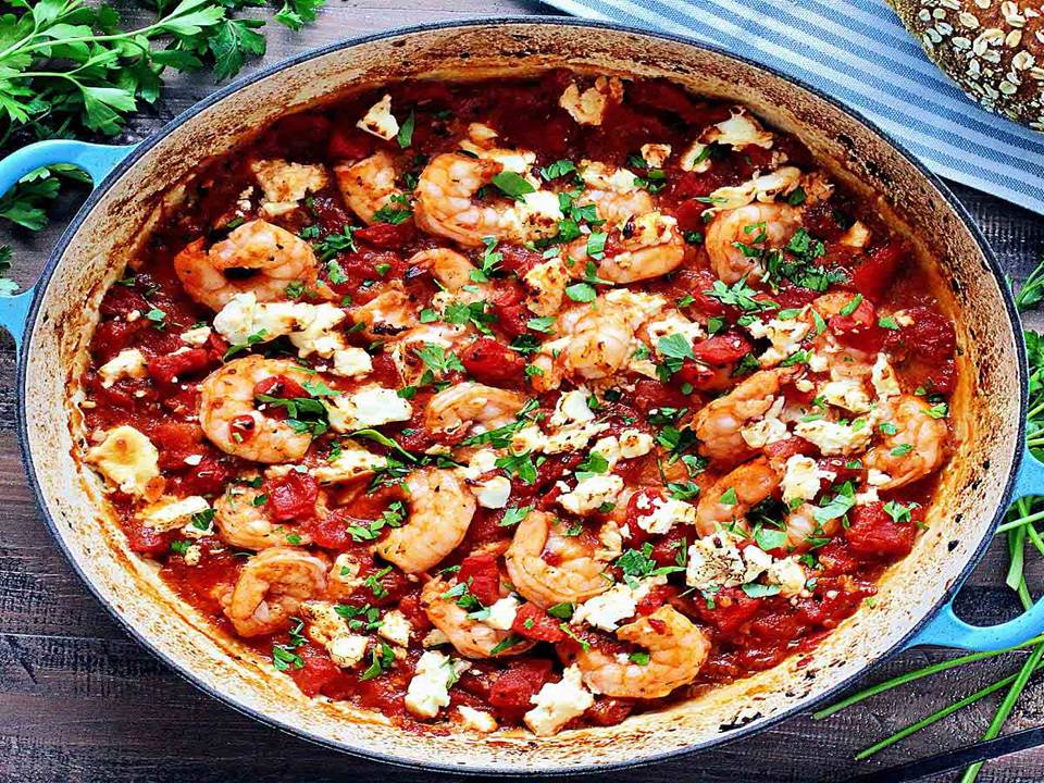 Greek Feta and Shrimp Saganaki