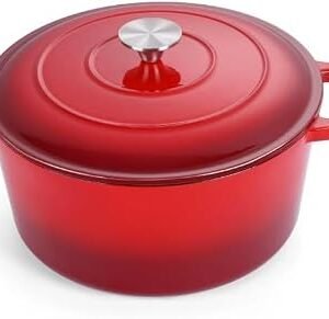 VG® Cast Iron Dutch Oven 5L Casserole Pot with lid Enameled Cast Iron Pot Dual Handle Cookware Baking Bread,Braiser,Soup,Meat, Stews,Oven Safe 500° F Non...