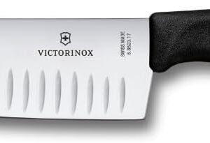Victorinox Swiss Classic Santoku Knife, Asian-Style Kitchen Knife, 17 cm | Extra-Sharp Fluted Edge Blade for Precise Slicing and Dicing. Black Ergonomic...