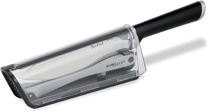 Tefal EverSharp 16.5cm Chef Knife with Integrated Sharpener | Dual Pivot Sharpening and Blade Guidance, German Stainless Steel, Ergonomic Handle, Locking...