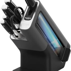 Ninja Foodi StaySharp 6-Piece Knife Block Set, Stainless Steel, K32006UK | Built-in Sharpener, 5 Knives (Chef, Bread, Slicing, Utility, Paring) and Kitchen...
