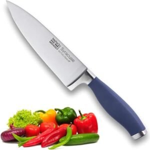 Taylors Eye Witness Syracuse Chefs/Cooks Kitchen Knife - Professional 15cm/6 Inch Cutting Edge, Multi Use. Precision Ground, Razor Sharp, Ultra Fine Blade. Soft Textured Grip Denim Blue Handle.