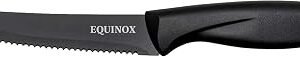 EQUINOX Professional Stainless Steel Steak Knife Set, 4-Piece Kitchen Knives with Ergonomic Black Handles, Serrated Edge, Premium Dining Cutlery (1)