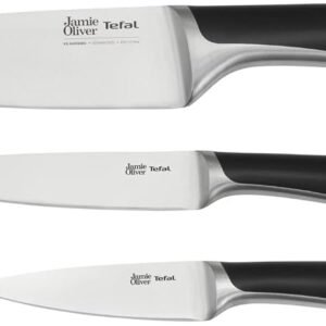 Tefal Jamie Oliver 3-Piece Kitchen Knife Set, Chef, Utility, Paring | 15cm Chef, 12cm Utility, 9cm Paring, German Stainless Steel Ice-Hardened Blades,...