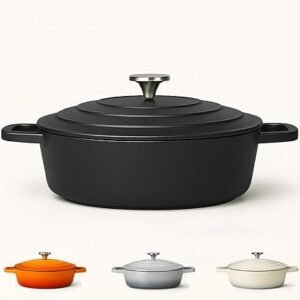 Casserole Dish with Lid Medium 4L, 28cm – Lightweight Cast Aluminium Casserole Pan Shallow Induction Hob & Oven Safe, Durable Non-Stick Cooking Pot Stew...