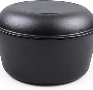 2-in-1 Pre - Seasoned Cast Iron Dutch Oven - 5.2L Casserole Pot with Skillet Lid, Versatile for Baking, Cooking & More