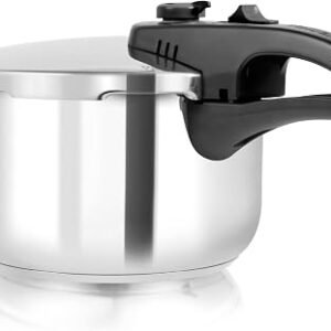 Tower T80245 Stainless Steel Pressure Cooker with Steamer Basket, 3 Litre, Stainless Steel, Silver