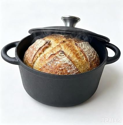 Cast Iron Dutch Oven with Lid 21CM/2.5L, Uncoated Raw Cast Iron Stew Pot, Heavy Duty Round Casserole Pot, Compatible with All Stovetops and Oven (Black)
