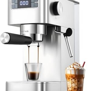 Aptliton Espresso Machine, 15Bar Barista Pump Espresso Coffee Maker with Milk Frother for Lattes and Cappuccino, 1.4L Water Tank, One-Touch Operation, LED Display, Compact for Home and Office Use