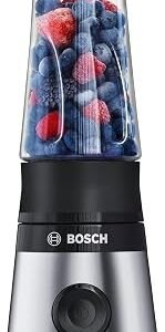 Bosch VitaPower Serie 2 Mini Blender, MMB2111MG, Stainless Steel | Personal Blender, Ideal for Smoothies, Blends Frozen Fruit, 650ml ToGo Bottle, 40,000 RPM...