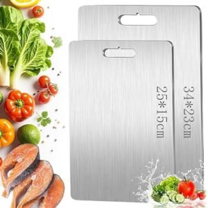 2 Pcs Titanium Cutting Board, Multifunctional Titanium Chopping Board,Double-Sided Food Grade, Pure Titanium Cutting Board,for Ensure The Original Taste of...