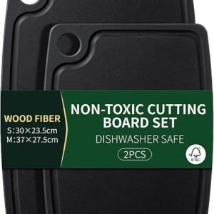 Wood Fibre Chopping Board Set of 2, Dishwasher Safe, BPA-Free, Non-Toxic | Non-Slip, Knife Friendly, Non-Porous, High Density, Composite Cutting Board for...