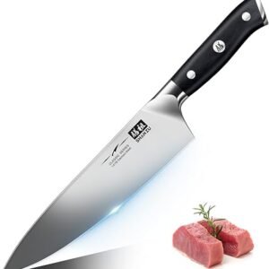 SHAN ZU Japanese Chef Knife 20cm, Ultra Sharp Kitchen Knives German Stainless Steel Professional Carving Knife, Utility Knife with Ergonomic Handle, Chef's Knife for Home Kitchen & Restaurant