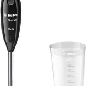 Bosch CleverMixx Hand Blender with beaker MSM2610BGB, Black & Anthracite | Anti Splash, Anti Suction Technology, Quattro Stainless Steel Blades, Blends...