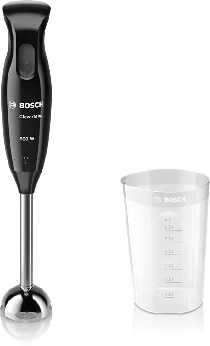 Bosch CleverMixx Hand Blender with beaker MSM2610BGB, Black & Anthracite | Anti Splash, Anti Suction Technology, Quattro Stainless Steel Blades, Blends...