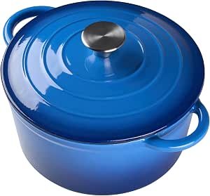 Warmiehomy Enamelled Cast Iron Pot with Lid,Blue 4L Non Stick Deep Dutch Oven for Bread Baking,Cast Iron Casserole Dish with Lids for Induction and Oven...