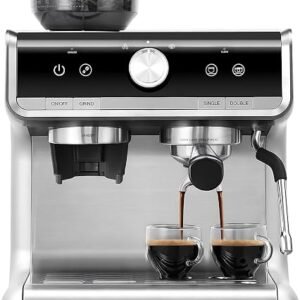 WOWDSGN Espresso Coffee Machine with Grinder & Milk Frother ? 20 Bar Pump, 30 Grind Settings, 2.8L Water Tank, PID Temperature Control, Cappuccino & Latte Maker for Home (Silver)