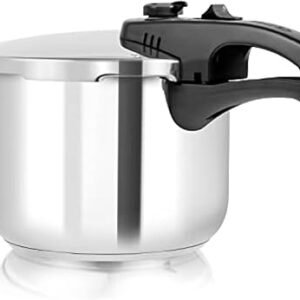 Tower 6L/22cm Pressure Cooker with Steamer Basket, Stainless Steel, Silver, T80244