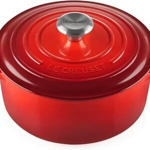 Le Creuset Signature Enamelled Cast Iron Round Casserole Dish With Lid, 24 cm, 4.2 Litre, Cerise, 21177240602430