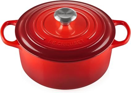 Le Creuset Signature Enamelled Cast Iron Round Casserole Dish With Lid, 24 cm, 4.2 Litre, Cerise, 21177240602430
