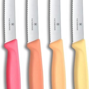 Victorinox Swiss Classic Breakfast Knife, Bread Knife, 4-Piece Set, Sharp Blade, Serrated Edge, 11 cm, Stainless Steel