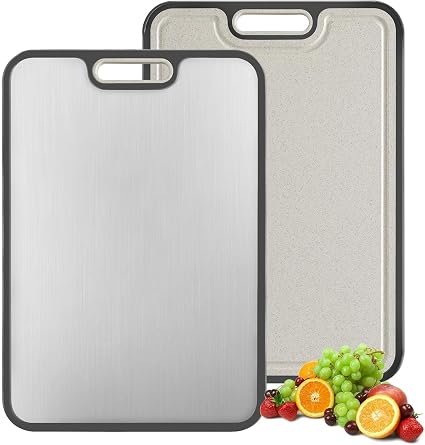 Chopping Board, Titanium Cutting Board, Cutting Boards for Kitchens, Double Sided Food Grade, Chopping Boards Set, Chopping Board and Wheat Straw PP, Easy...