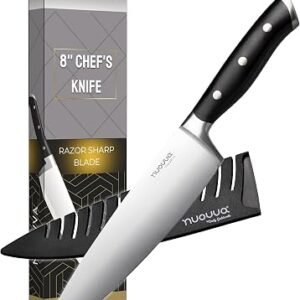 nuovva Kitchen Chef Knife ? Sharp Kitchen Knife with Sheath ? 8 inch Professional Cooks Knives ? German High Carbon Stainless Steel Blade ? Premium Cooking Knife