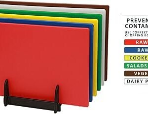 6X Colour Coded Chopping Boards Set with Rack and Wall Chart