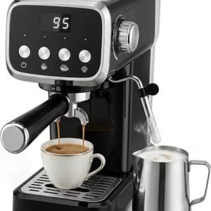 HOMCOM Espresso Machine with Milk Frother Wand 1350W 20 Bar Hot Water Black