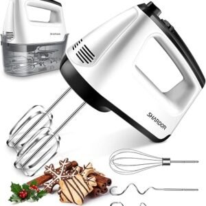 SHARDOR Hand Mixer Electric Whisk with 400W All-Pure Copper,6 Speeds &Turbo | Anti-Splash electric hand whisk with snap-on storage case,5 stainless...