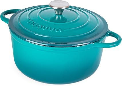 Amazon Basics Round Pre-Seasoned Cast Iron Mini Dutch Oven Pot with Lid and Dual Handles, 1.89 l, Black