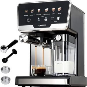 Espresso Machine 20 Bar, 1450W Coffee Machine with Milk Frother, Self Cleaning, LED Screen, Removable 2L Water Tank 500mL Milk Tank, Powerful Steam Wand, Compact Espresso Machine for Cappuccino, Latte