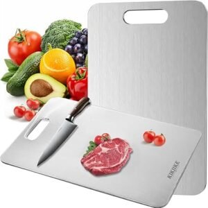 Titanium Chopping Boards New Upgrade Pure Titanium Cutting Boards for Kitchen - Double-Sided Food-Grade Cutting Board Stain-Resistant Durable and Easy to Clean