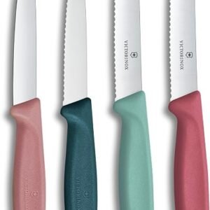 Victorinox Swiss Classic Tomato and Vegetable Knife Set, 4-Piece, 8-11 cm | Serrated and straight edge blades, stainless steel, ideal for fruit and veg,...