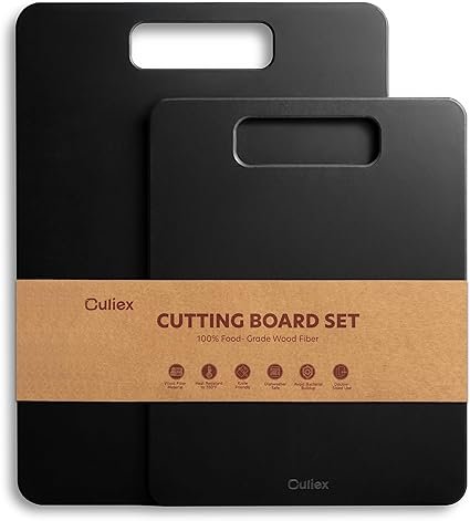 Chopping Board Set of 2, Non-Toxic Composite Wood Fibre Cutting Boards | Dishwasher Safe, BPA Free, Non-Slip Feet, High Density, Knife Friendly for Meat...