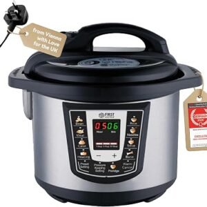 TZS First Austria Electric Pressure Cooker 6L, 1000W, 9 Programmes, Non-Stick Inner Pot, Timer, Keep Warm, Safe&Healthy Cooking, Stainless Steel