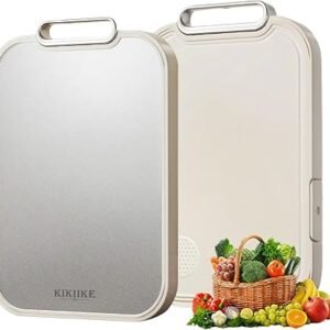Titanium Chopping Board for Kitchen Double Sided Pure Titanium Chopping Board, 100% Pure Titanium & Wheat Straw PP Food Grade Metal Cutting Board,...
