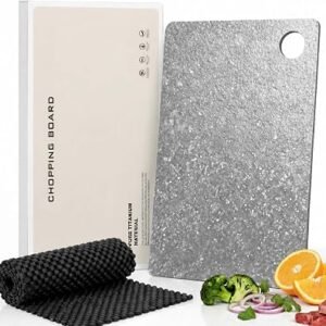 Titanium Chopping Board, Pure Titanium Cutting Board for Kitchen, Double Sided Antibacterial Food-Grade Cutting Mat, Ideal Charcuterie for Meat, Hygiene...