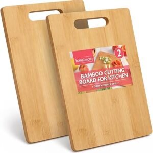 SOL 2pk Bamboo Chopping Board Set - Wooden Chopping Boards 30 x 20cm | Wooden Cutting Board for Kitchen - Durable Bamboo Serving Boards for everyday food...