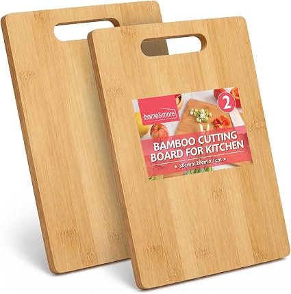 SOL 2pk Bamboo Chopping Board Set - Wooden Chopping Boards 30 x 20cm | Wooden Cutting Board for Kitchen - Durable Bamboo Serving Boards for everyday food...