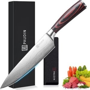 PAUDIN Chef Knife, Ultra Sharp Kitchen Knife 8 inch Gift Box | Japanese Knife Ergonomic For meat, vegetables & fruit. Ideal for hobby cooks and...