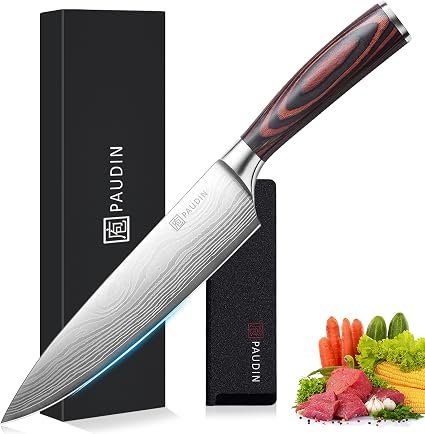 PAUDIN Chef Knife, Ultra Sharp Kitchen Knife 8 inch Gift Box | Japanese Knife Ergonomic For meat, vegetables & fruit. Ideal for hobby cooks and...