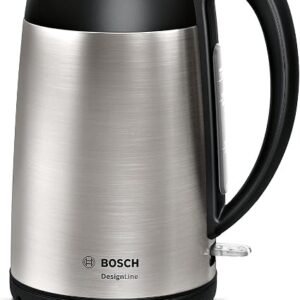 Bosch DesignLine Stainless Steel Cordless Kettle,TWK3P420GB, Silver & Black | Fast Boil, 1.7 Litres, 360° Base, Auto Shut-Off, Removable Anti-Scale...