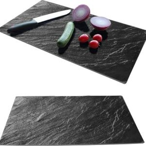 Set of 2 Glass Chopping Boards - 2pcs Universal Hob Cover Worktop Savers for Induction, Ceramic & Electric Stove - Non-Slip Tempered Glass Cutting Board...