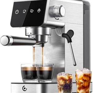 AMZCHEF Coffee Machine 20 Bar, Compact Espresso Machine, Stainless Steel