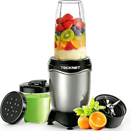 TECKNET 600W Powerful Personal Blender Smoothie Maker, Grey Black | 25,000 RPM Extractor, Corded Juicer Blends Fruits, Vegetables, Nuts for Smoothies and...
