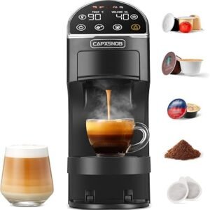 Magician2 Coffee Pod Machine 5-in-1 for Nespresso, Dolce Gusto, Starbucks, ESE 44mm, Lavazza A Modo Mio, Ground Coffee | 20Bars, 1.2L, LED Touchscreen | Espresso Coffee Machine for Home & Office