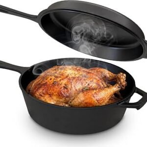 KICHLY Combo Cooker Cast Iron Dutch Oven with Lid 2 in1, Pre-seasoned Multi Cookware Skillet, 3.2QT Cast Iron Pan Dutch Oven Deep Pot with Frying Pan 10.25...